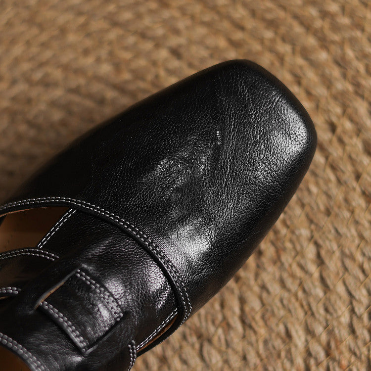 Carolina | Mules con Cinturino e Punta Quadrata
