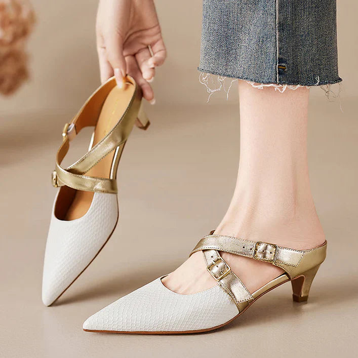 Ludovica | Mules a Punta con Cinturini Incrociati