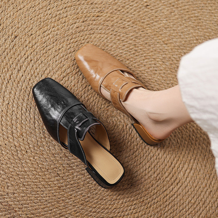 Carolina | Mules con Cinturino e Punta Quadrata
