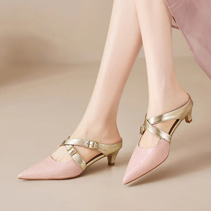 Ludovica | Mules a Punta con Cinturini Incrociati