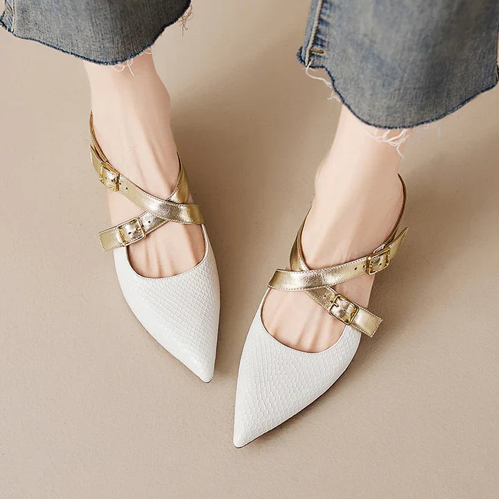 Ludovica | Mules a Punta con Cinturini Incrociati