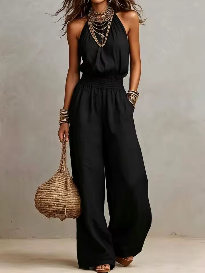 Amelia | Tuta Halter con Gamba Ampia