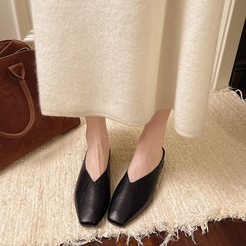 Beatrice | Mules Metallizzate a Punta Quadrata