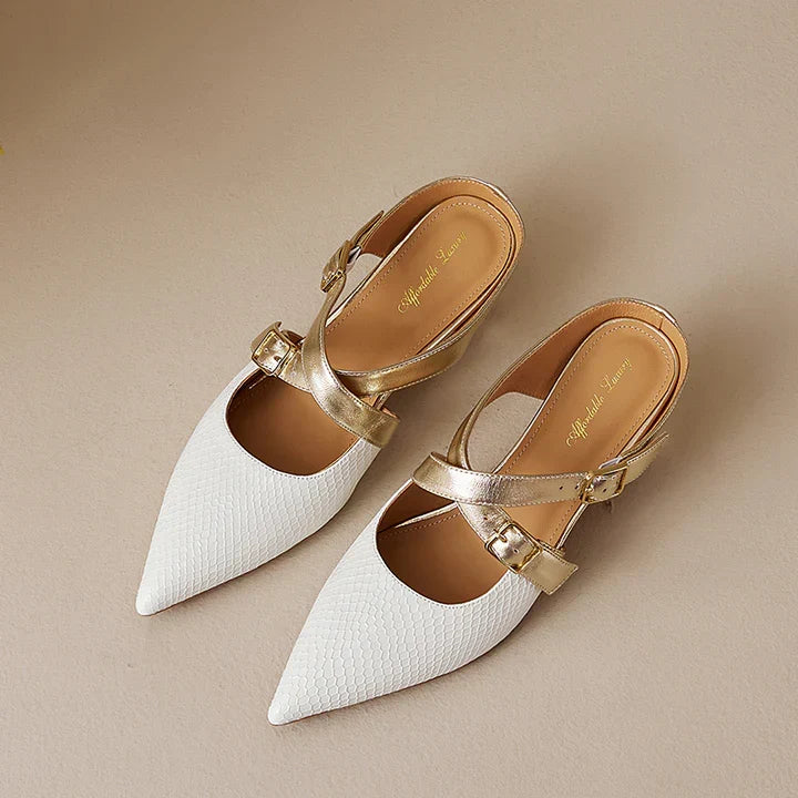 Ludovica | Mules a Punta con Cinturini Incrociati