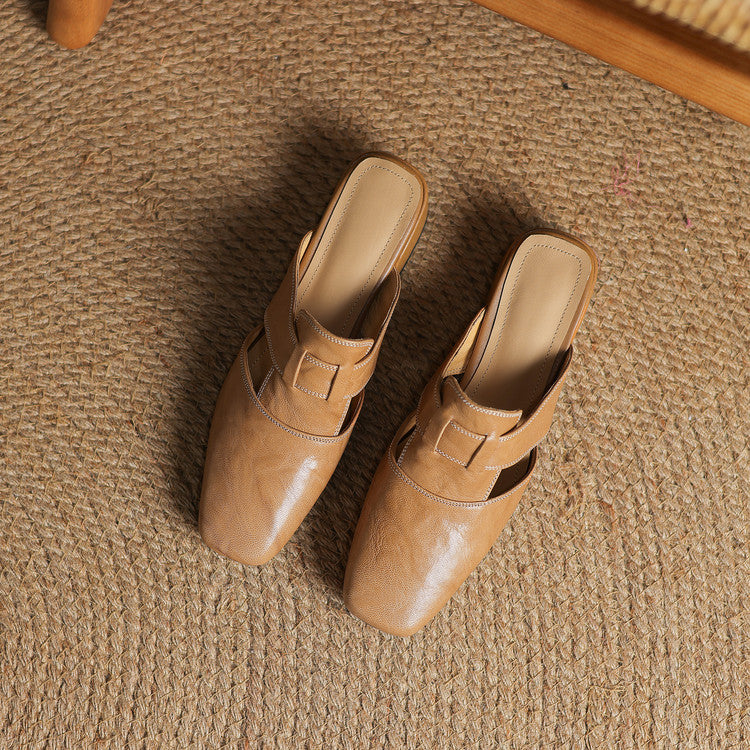 Carolina | Mules con Cinturino e Punta Quadrata