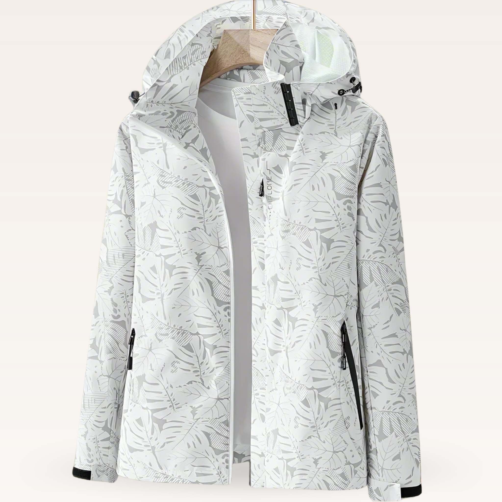 Kathryn | Giacca con Cappuccio e Motivo Foglie