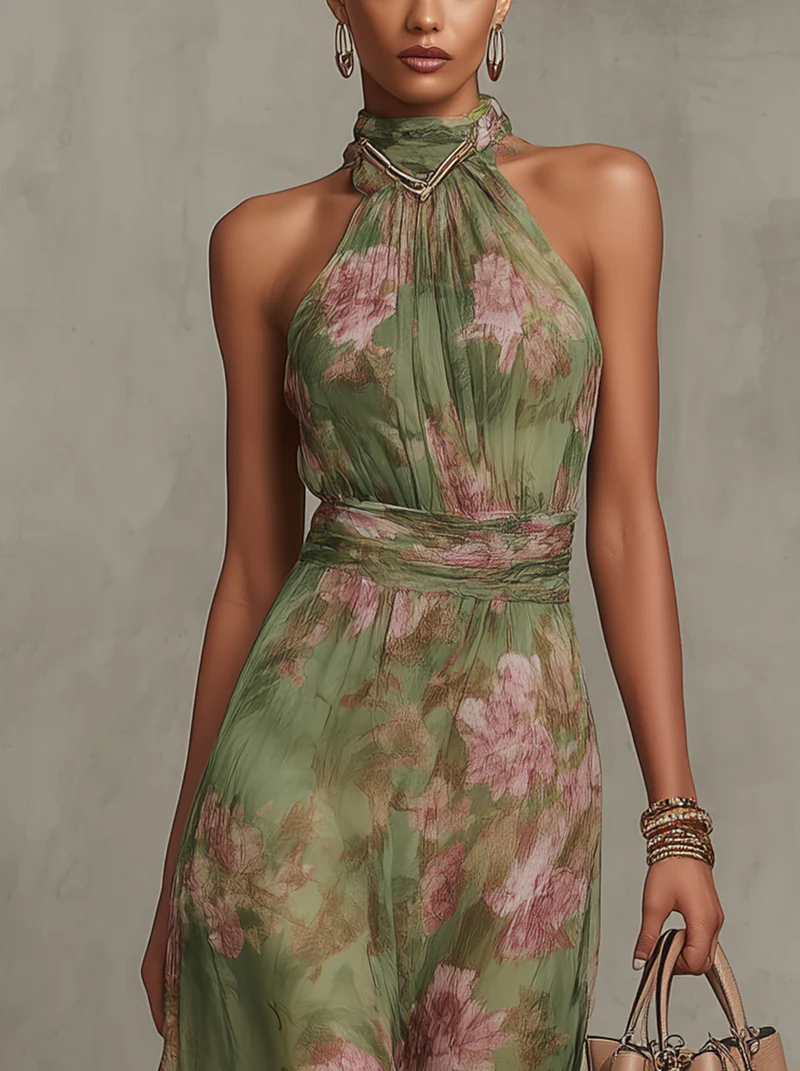 Isotta | Abito Lungo Floreale Halter