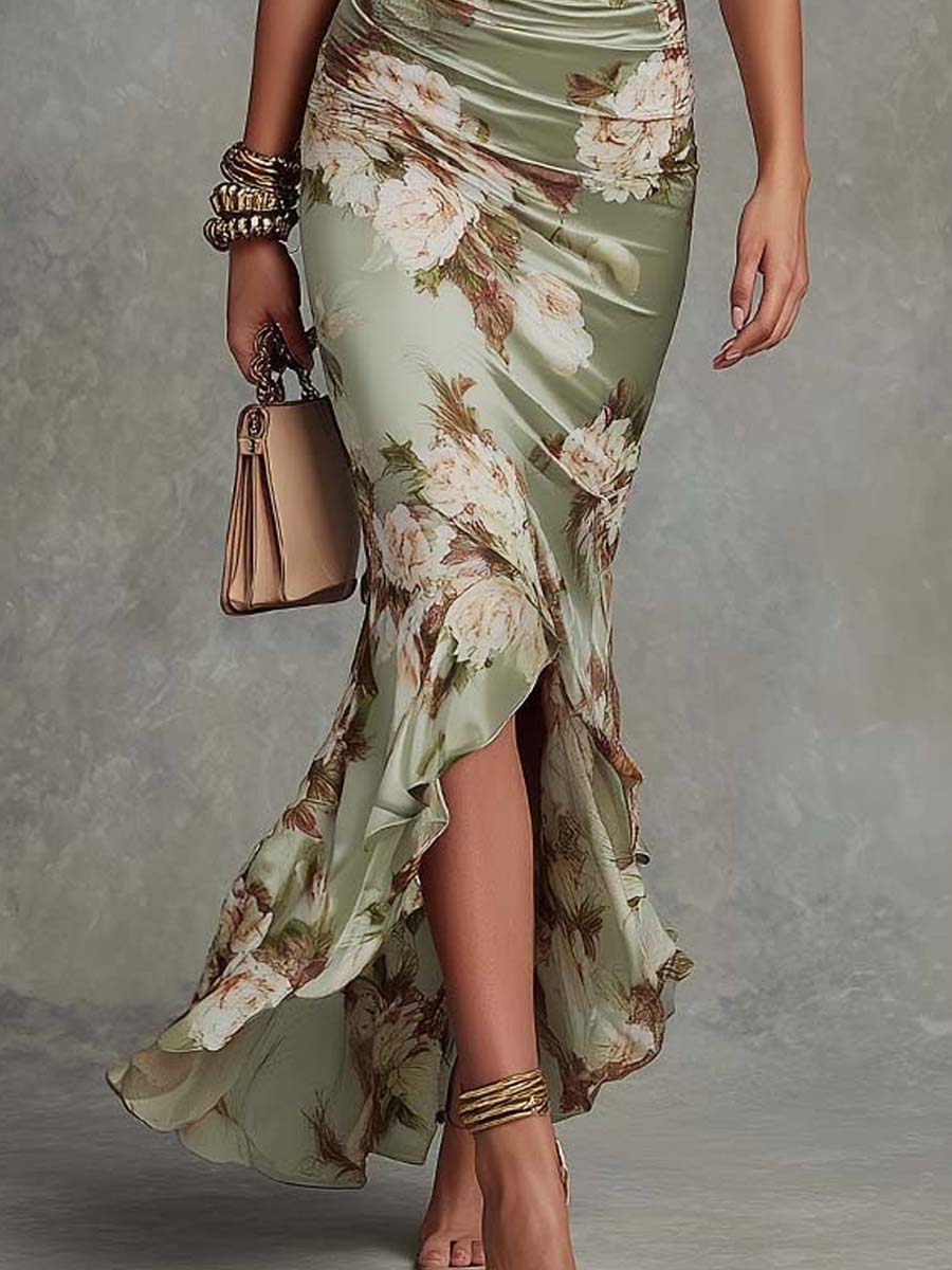 Alessia | Abito Midi Floreale con Scollo a V