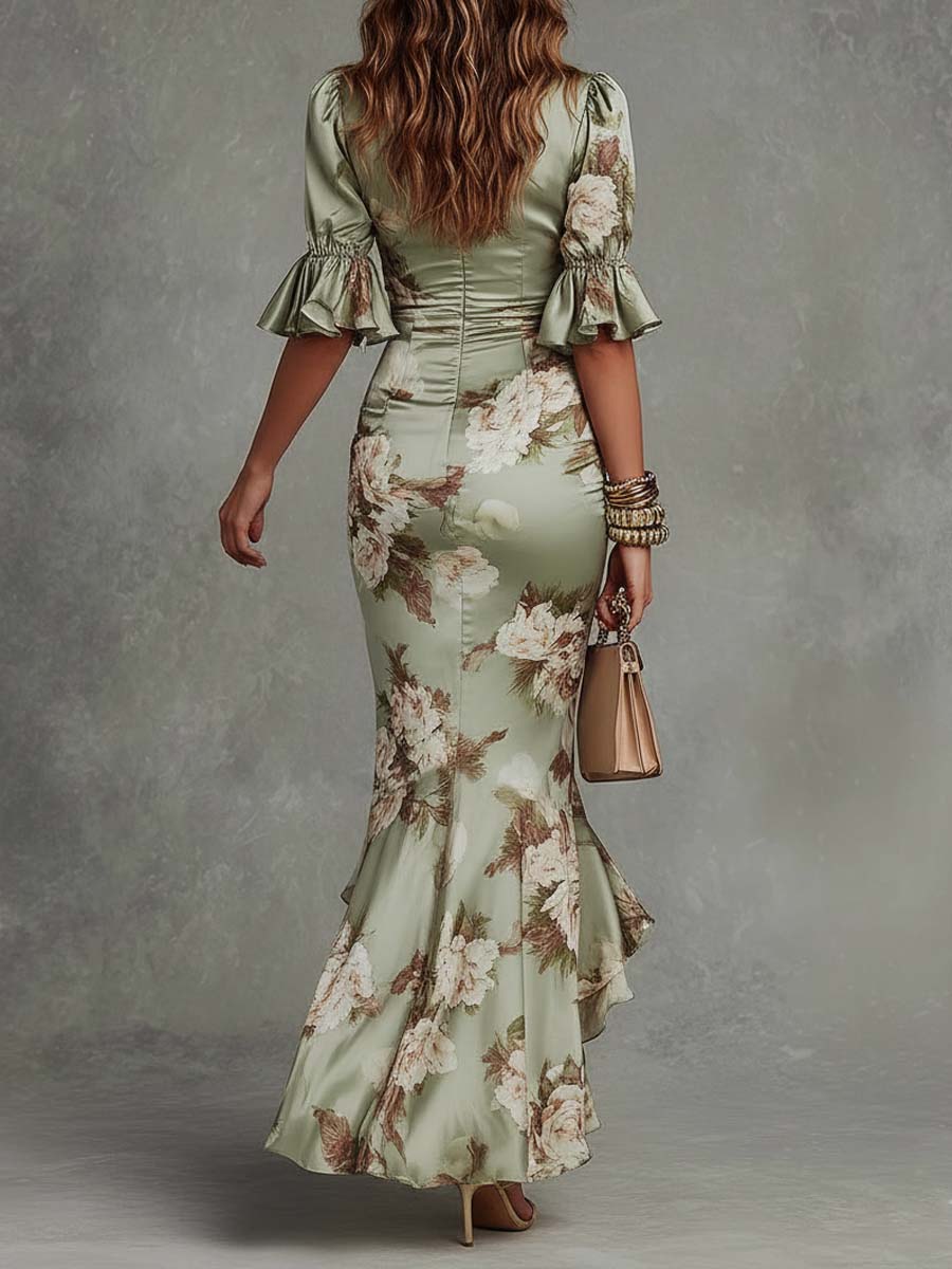 Alessia | Abito Midi Floreale con Scollo a V
