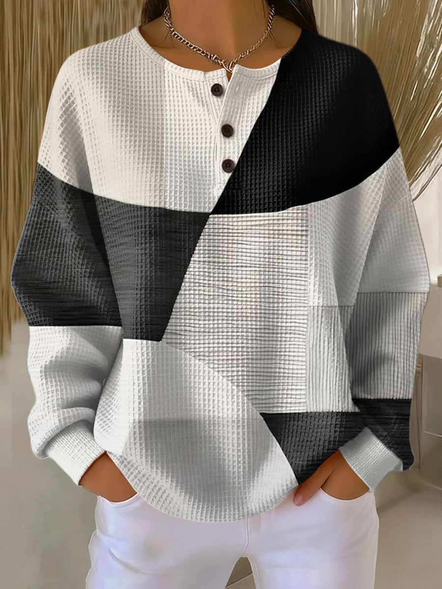 Rosa | Maglione Geometrico con Bottoni