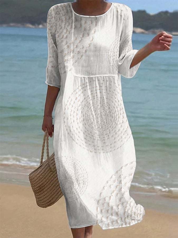 Vivian | Abito Lungo da Mare con Motivo Decorativo
