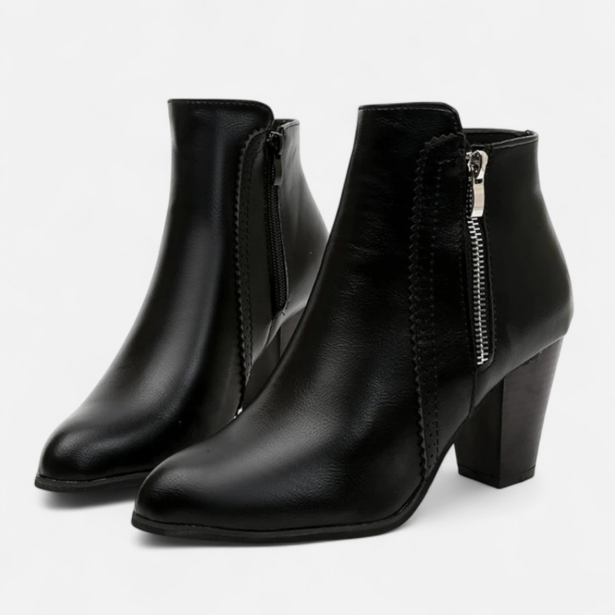 Elowen | Stivaletti Retro con Tacco e Zip Laterale