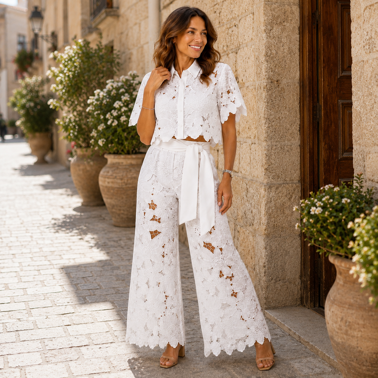 Sabrina | Completo Due Pezzi in Pizzo Floreale
