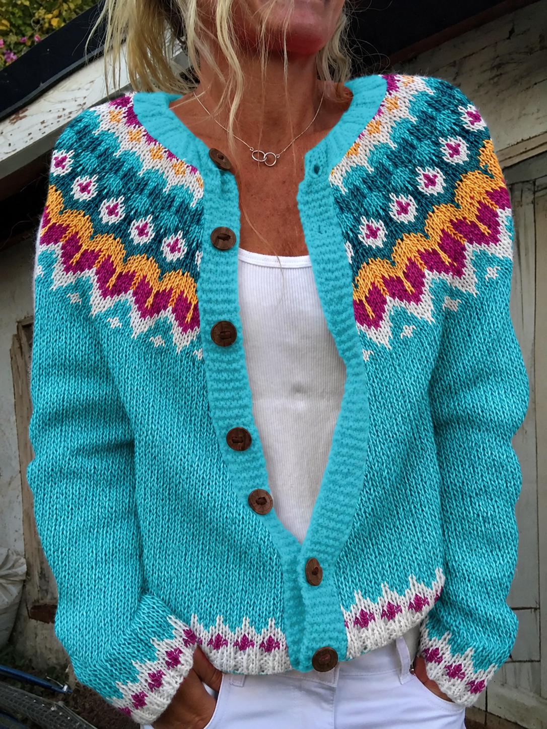 Violante | Cardigan con Motivo Jacquard