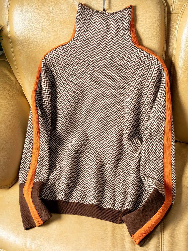 Vera | Maglione a Collo Alto con Strisce a Contrasto