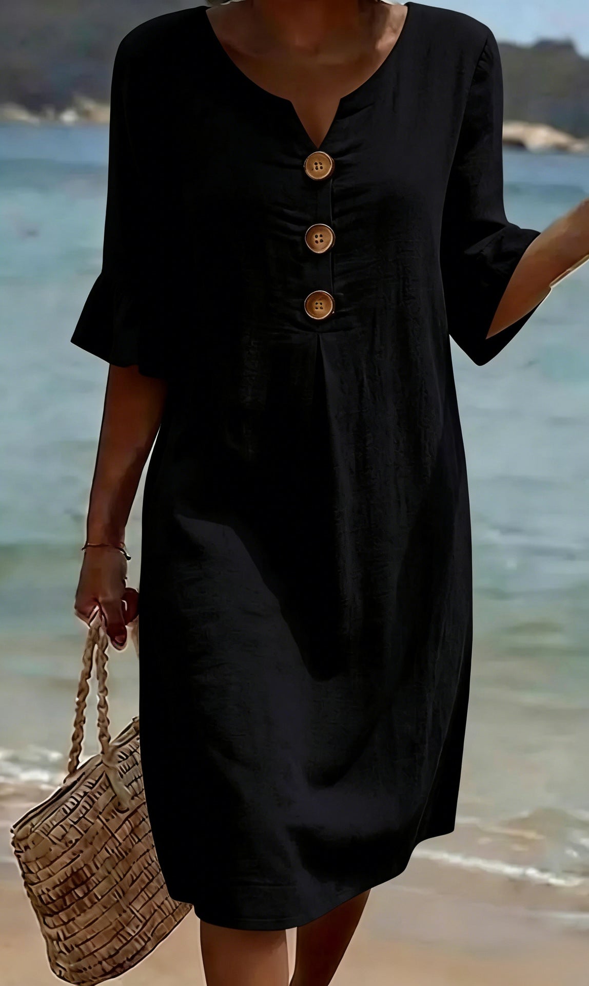 Lavinia | Abito da Mare con Bottoni Decorativi