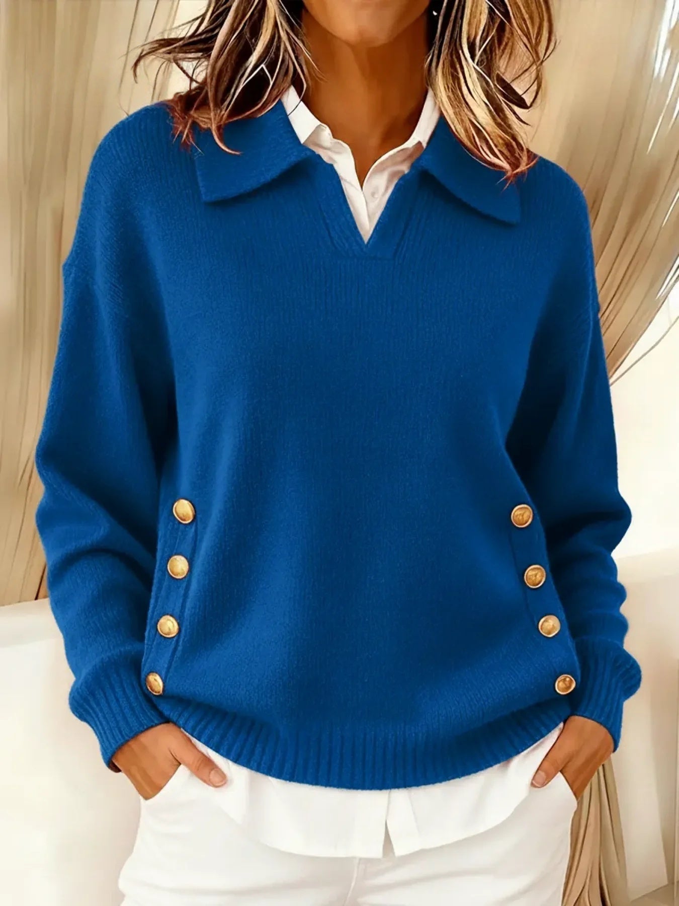 Carmina | Maglione con Collo Polo e Bottoni