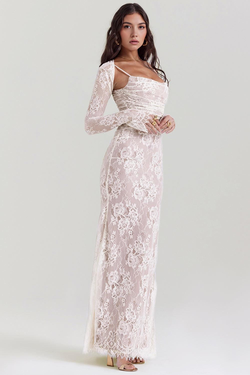 Celeste | Abito Maxi in Pizzo