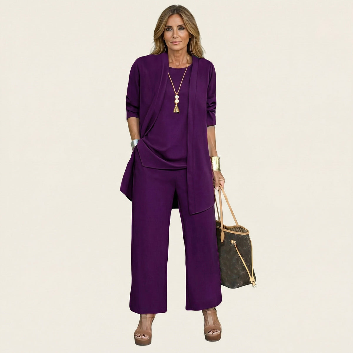 Clarissa | Completo Tre Pezzi con Pantaloni Ampi