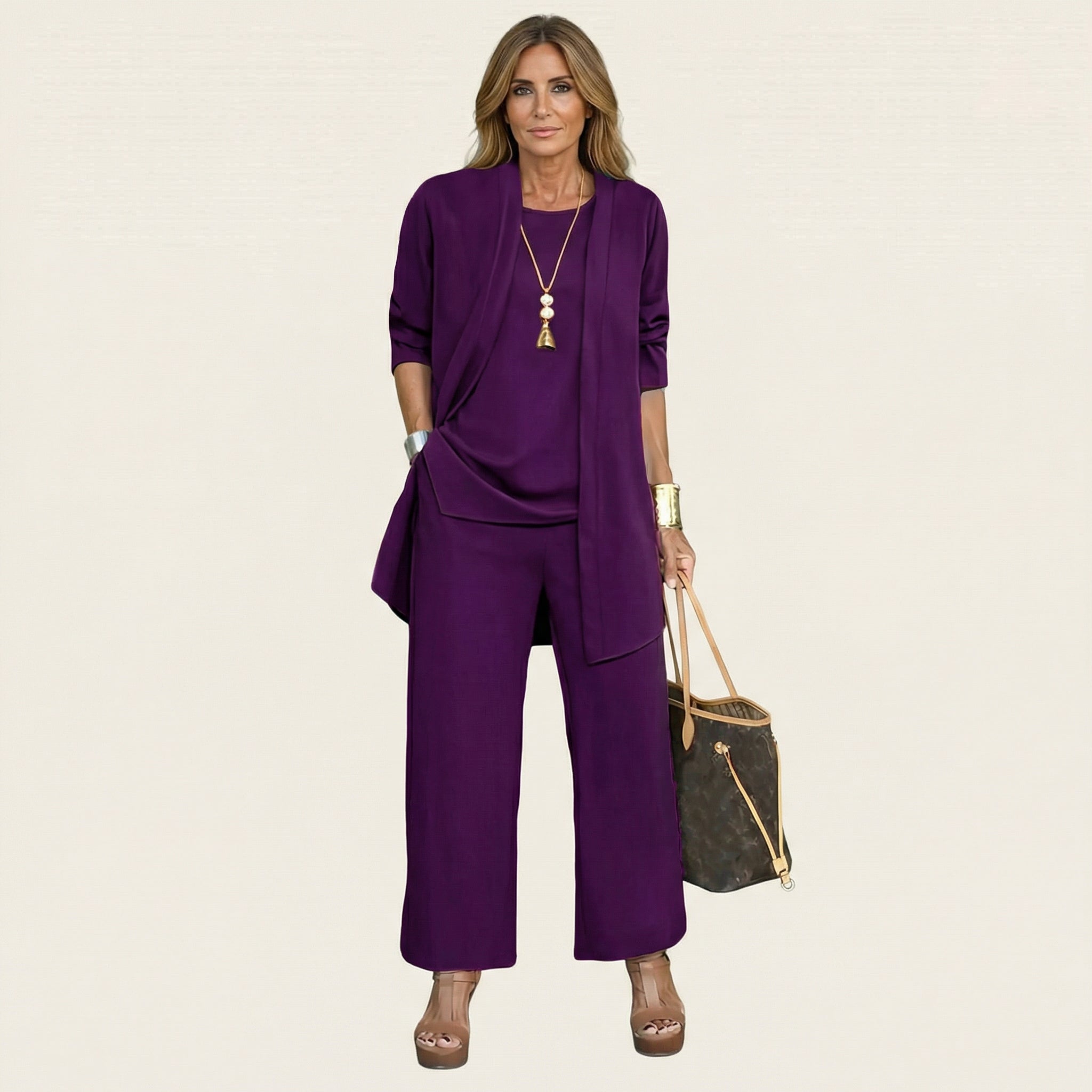 Clarissa | Completo Tre Pezzi con Pantaloni Ampi
