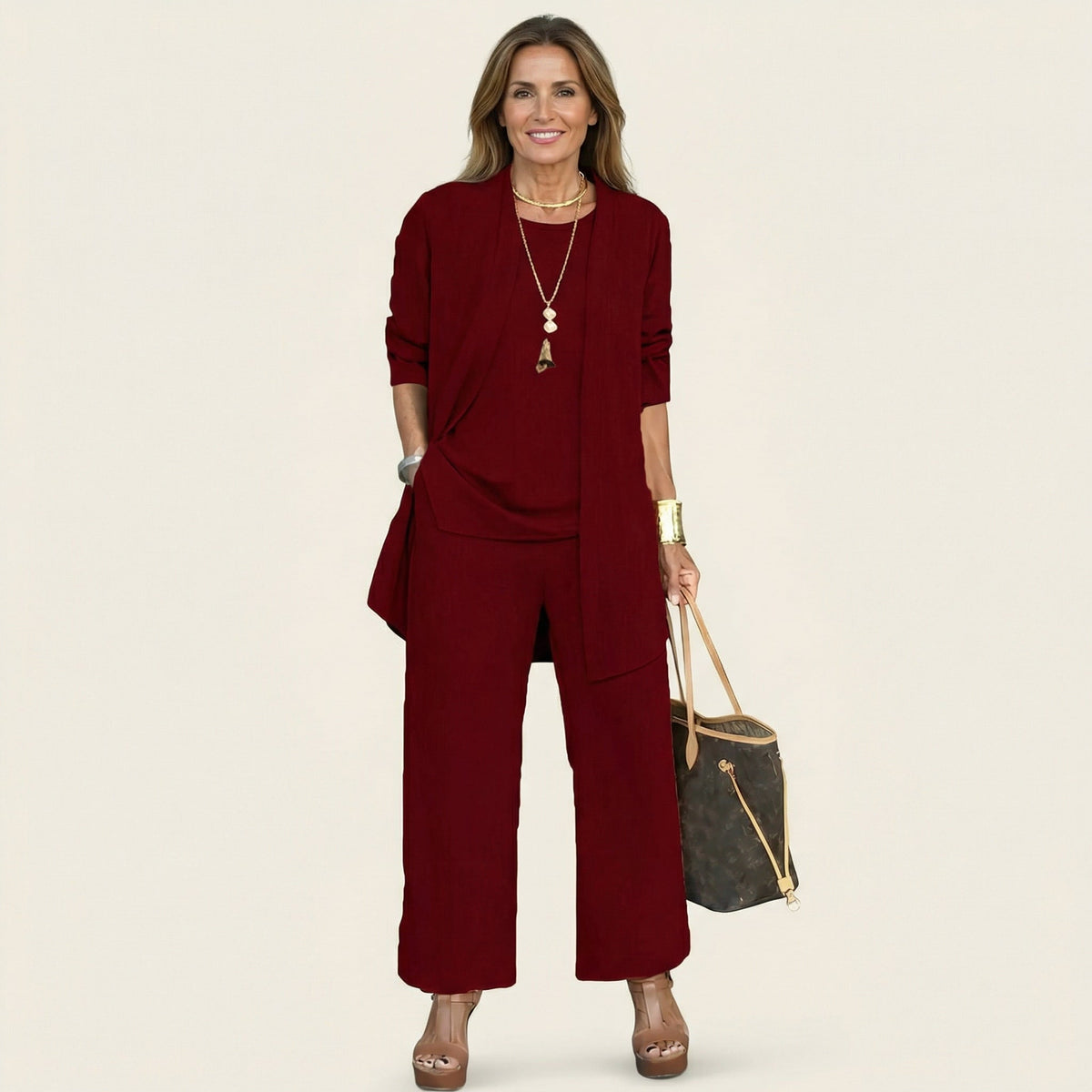 Clarissa | Completo Tre Pezzi con Pantaloni Ampi
