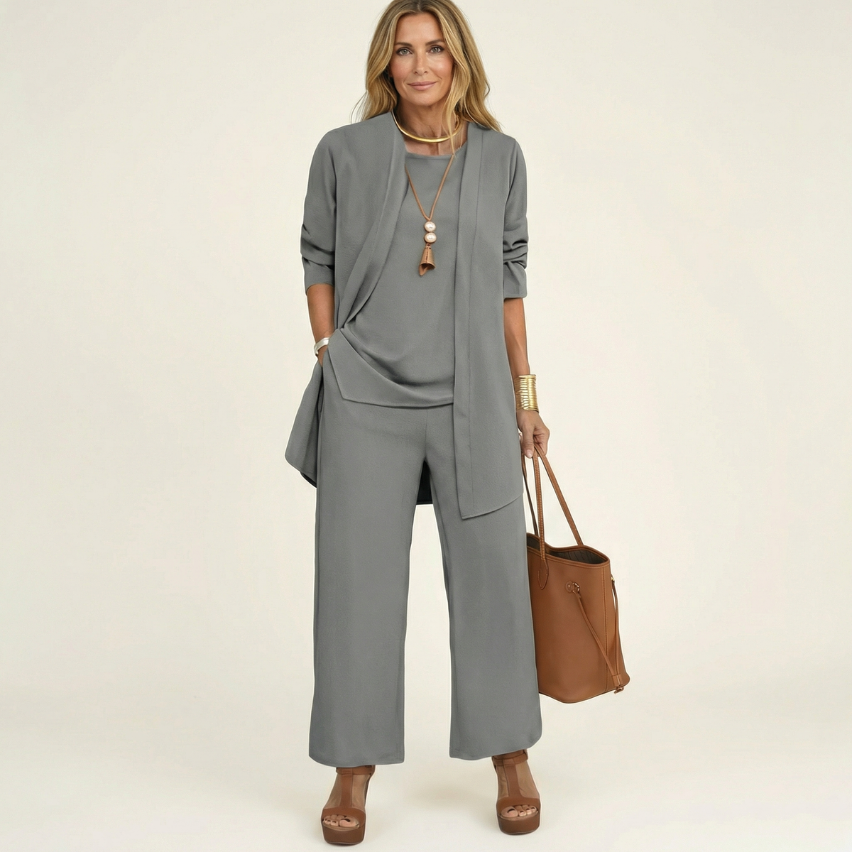 Clarissa | Completo Tre Pezzi con Pantaloni Ampi