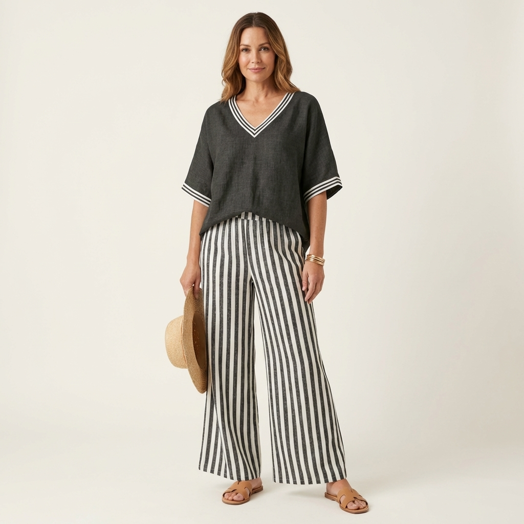 Gemma | Set Coordinato con Top e Pantaloni a Righe