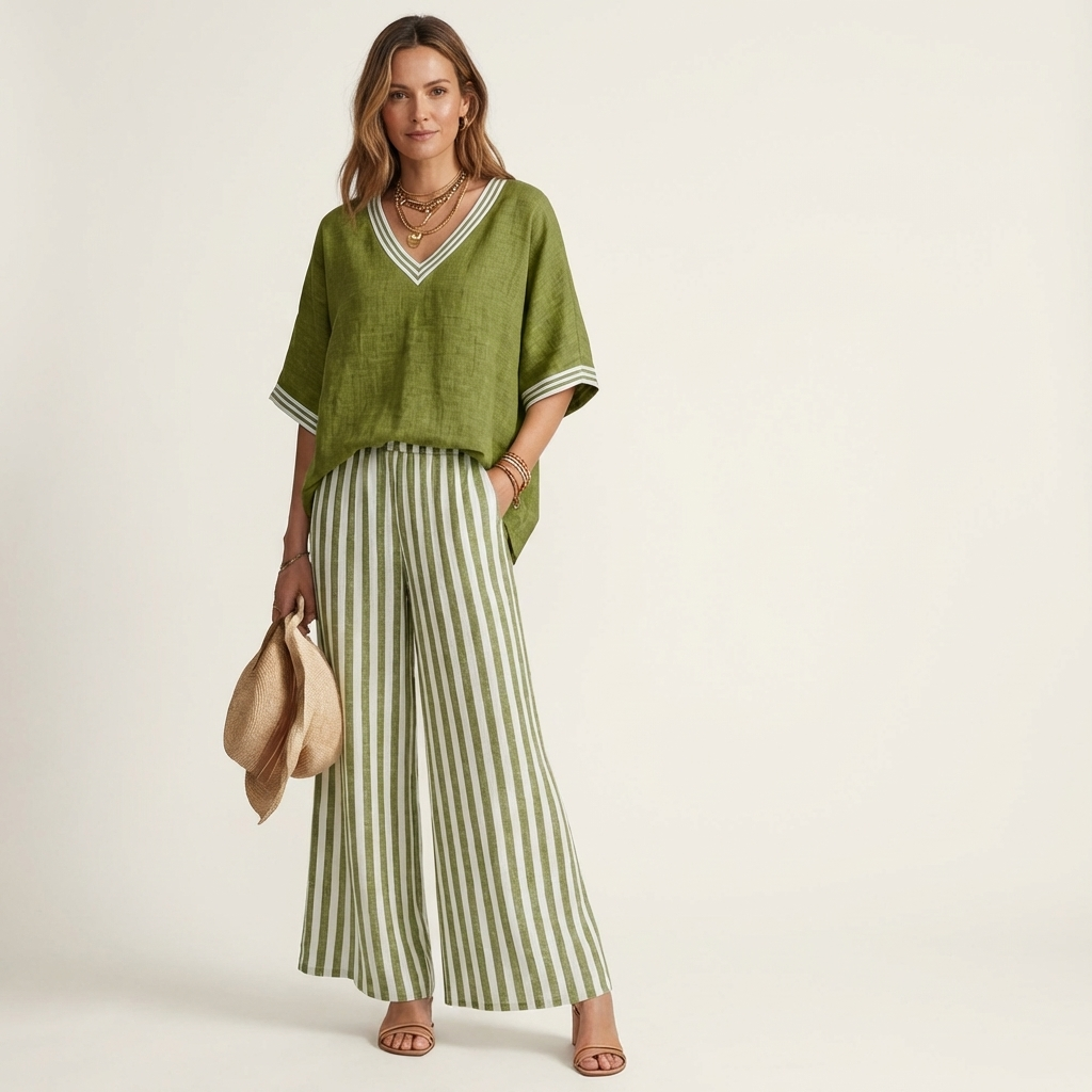 Gemma | Set Coordinato con Top e Pantaloni a Righe