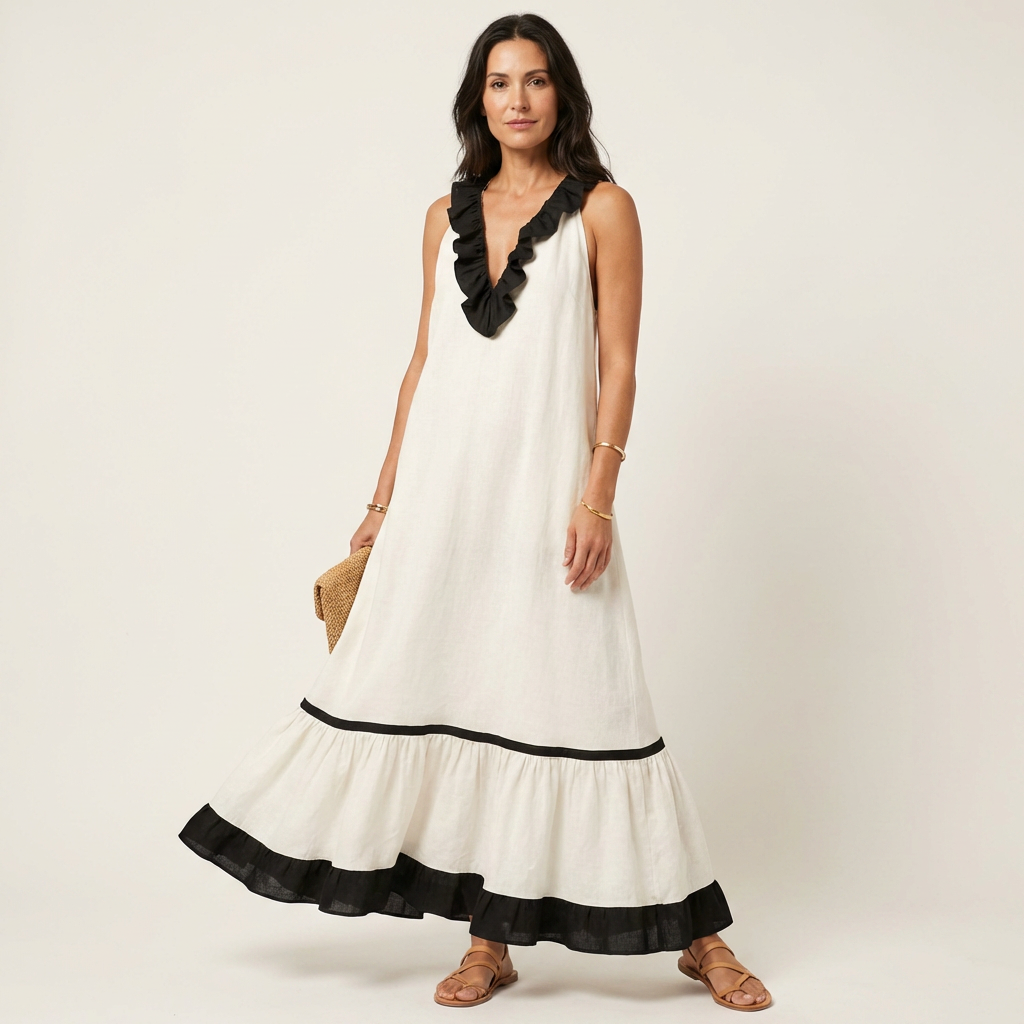 Iolanda | Abito Maxi con Volant