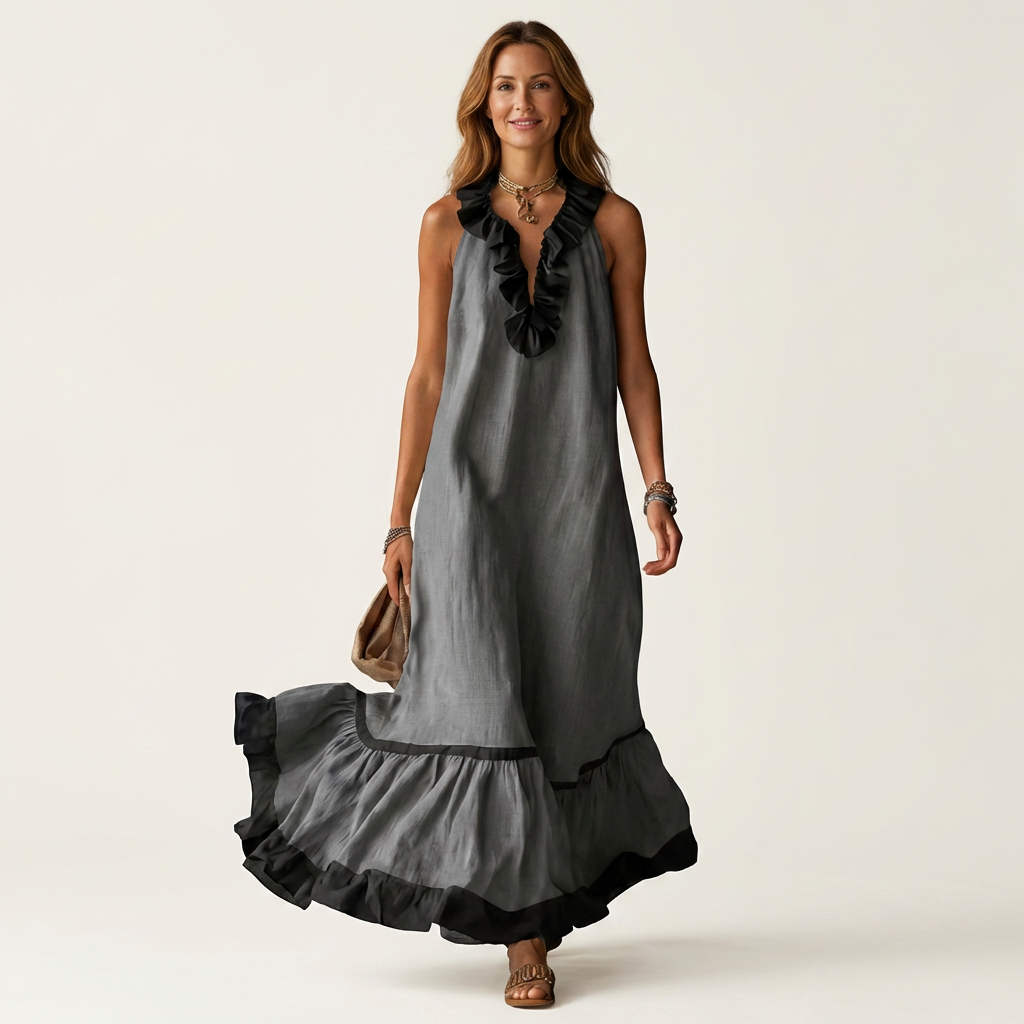 Iolanda | Abito Maxi con Volant