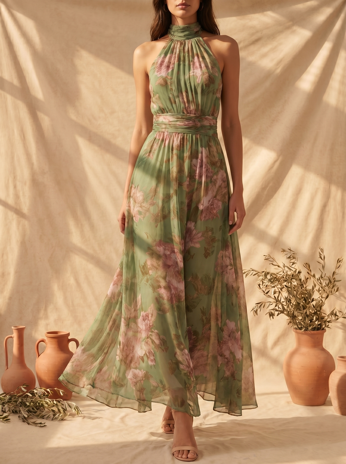 Isotta | Abito Lungo Floreale Halter
