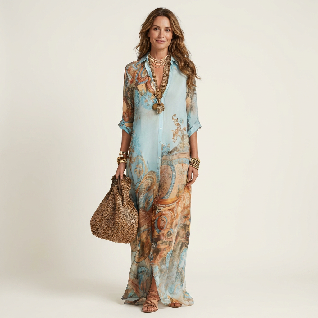 Arianna | Abito Maxi Fantasia Ornamentale