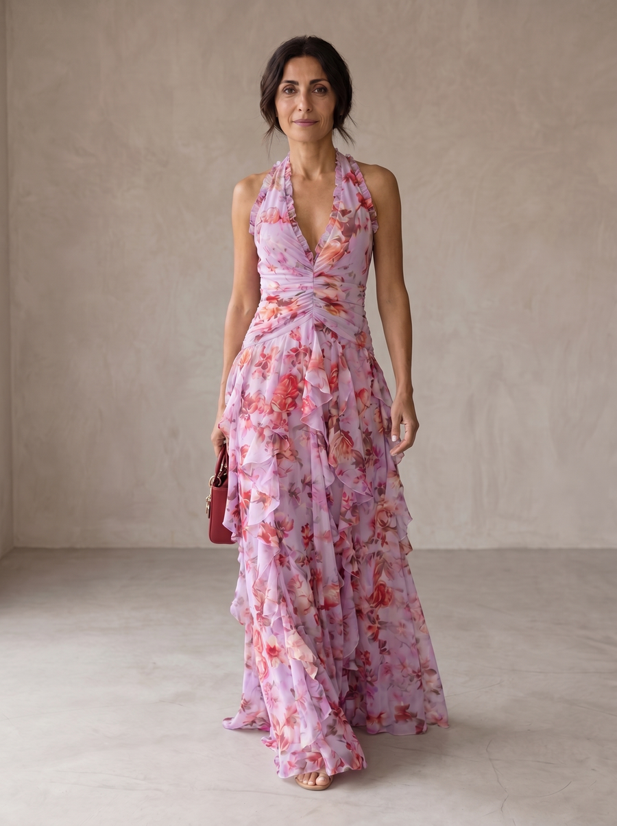 Mirella | Abito Lungo Floreale Halter