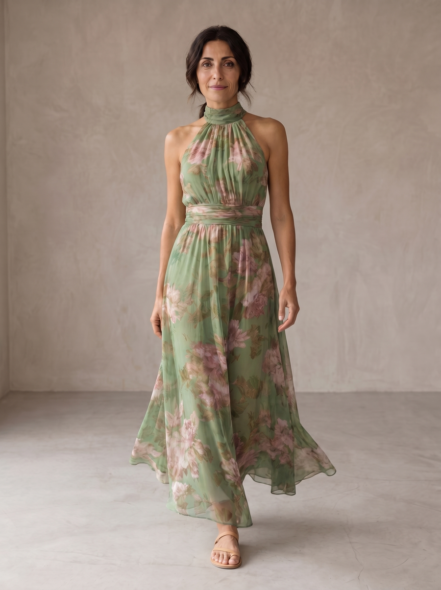 Isotta | Abito Lungo Floreale Halter