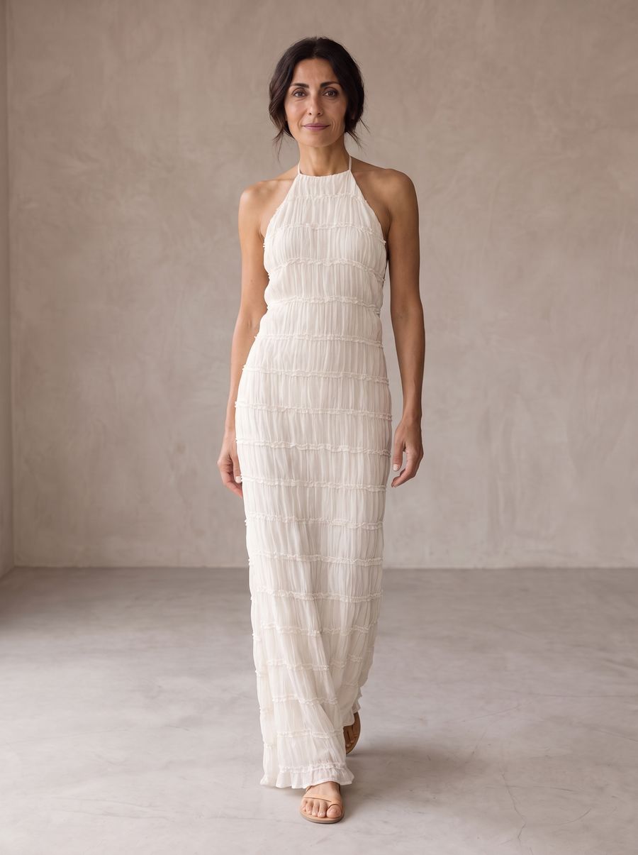 Vezia | Abito Lungo Halter con Volant