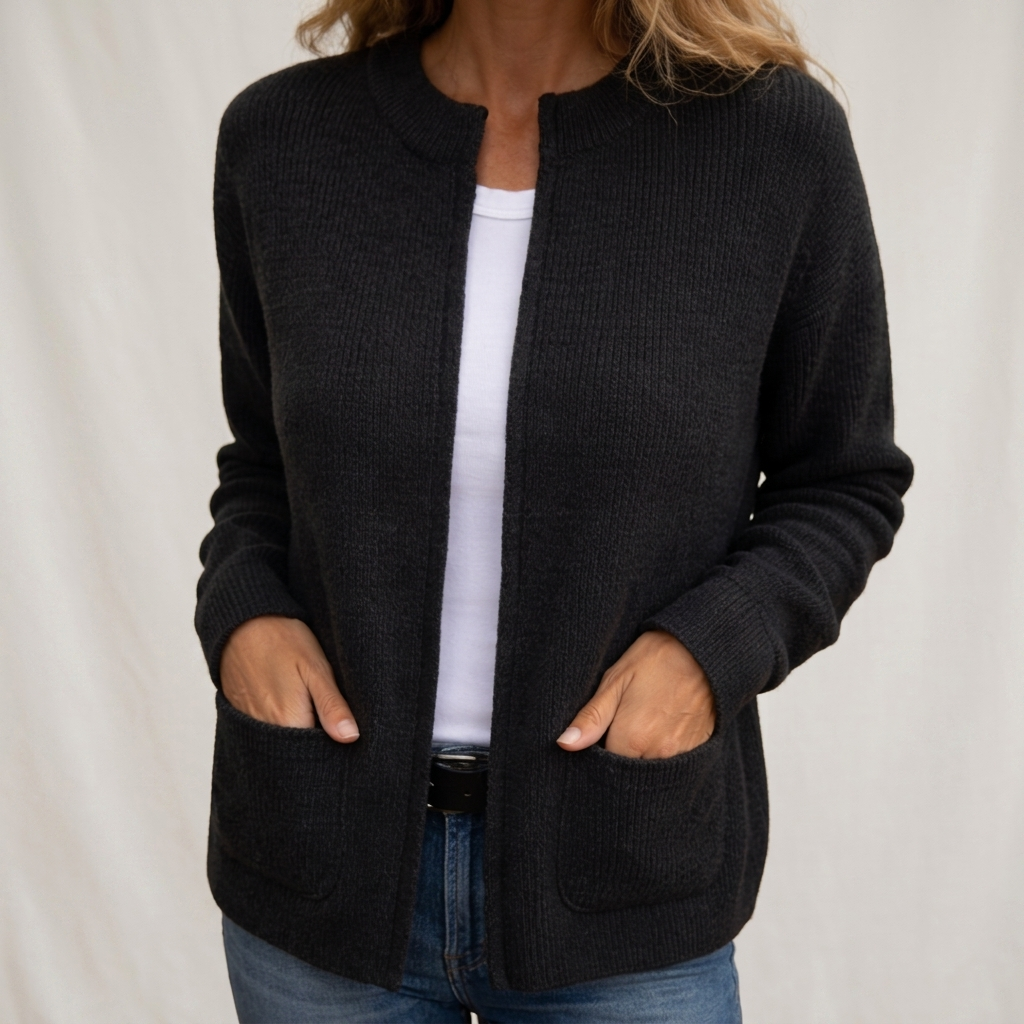 Gela | Cardigan con Zip e Tasche