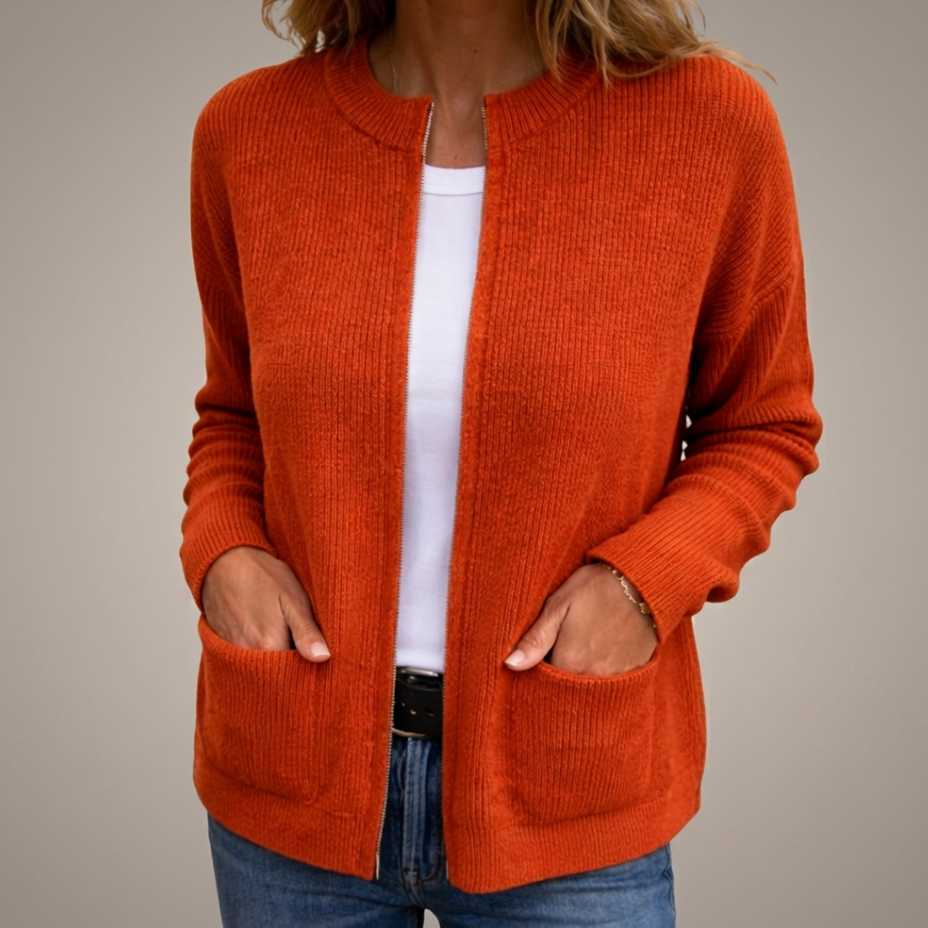 Gela | Cardigan con Zip e Tasche