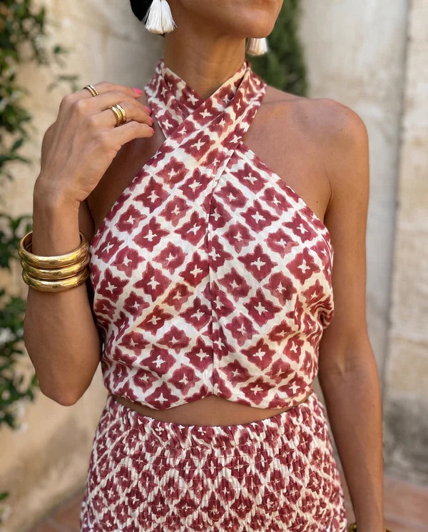 Bella | Completo Estivo con Top Halter e Gonna Lunga