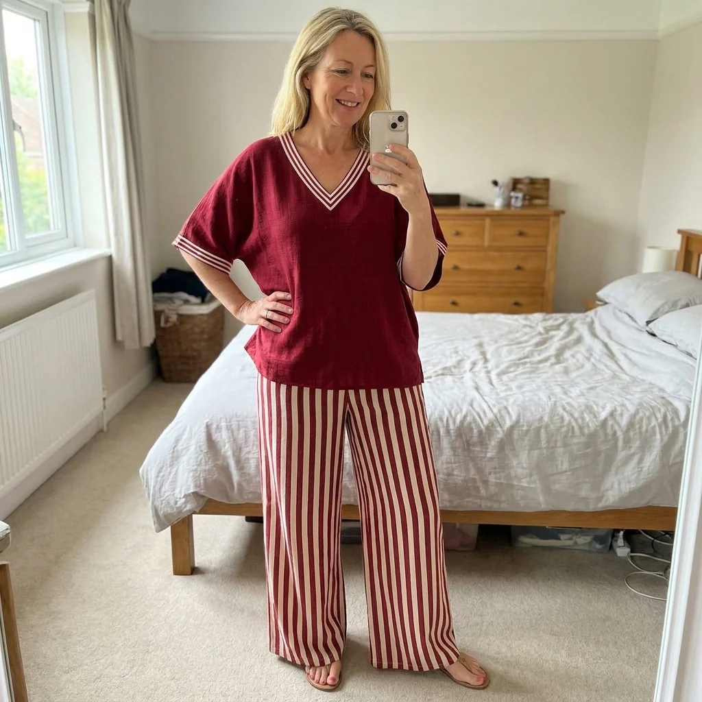 Elena | Completo Due Pezzi con Pantaloni a Righe