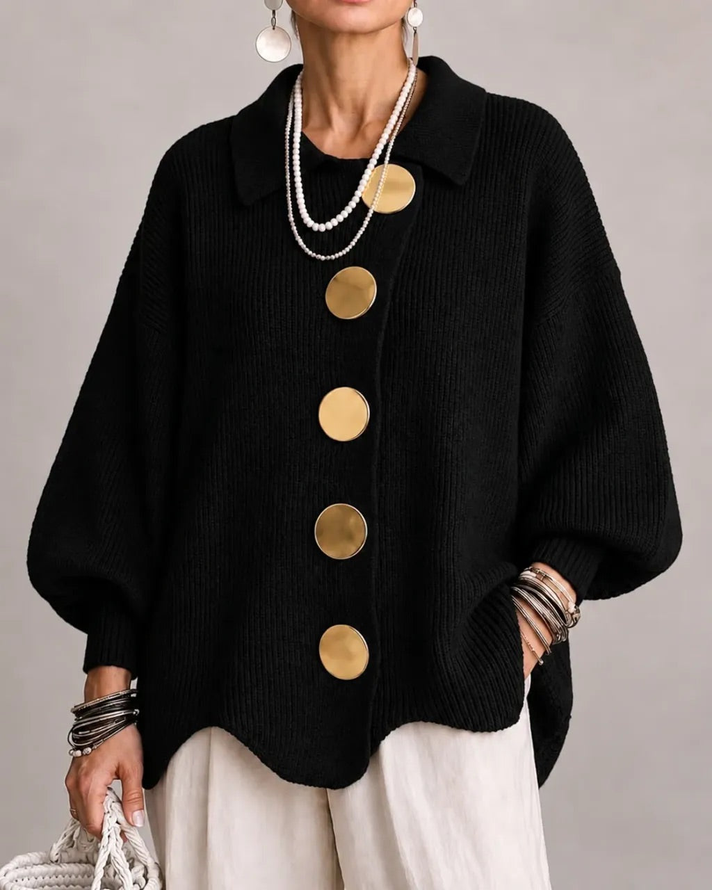 Corin | Cardigan Oversize con Bottoni Eleganti
