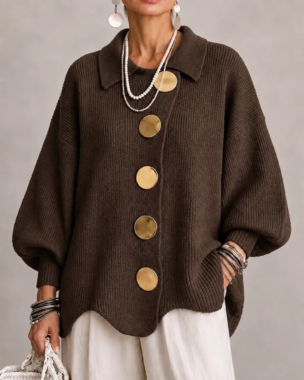 Corin | Cardigan Oversize con Bottoni Eleganti