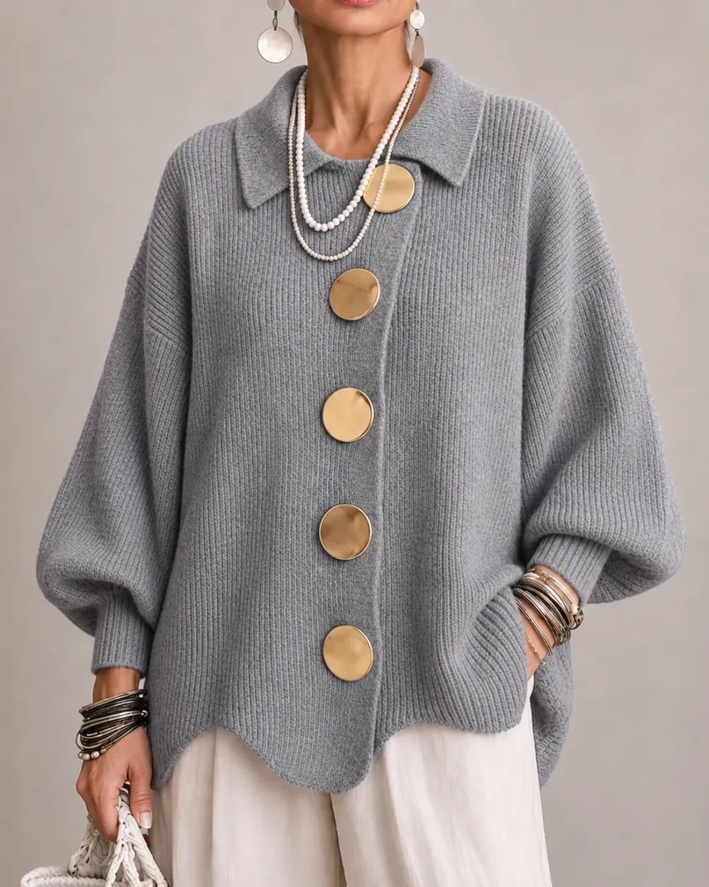Corin | Cardigan Oversize con Bottoni Eleganti