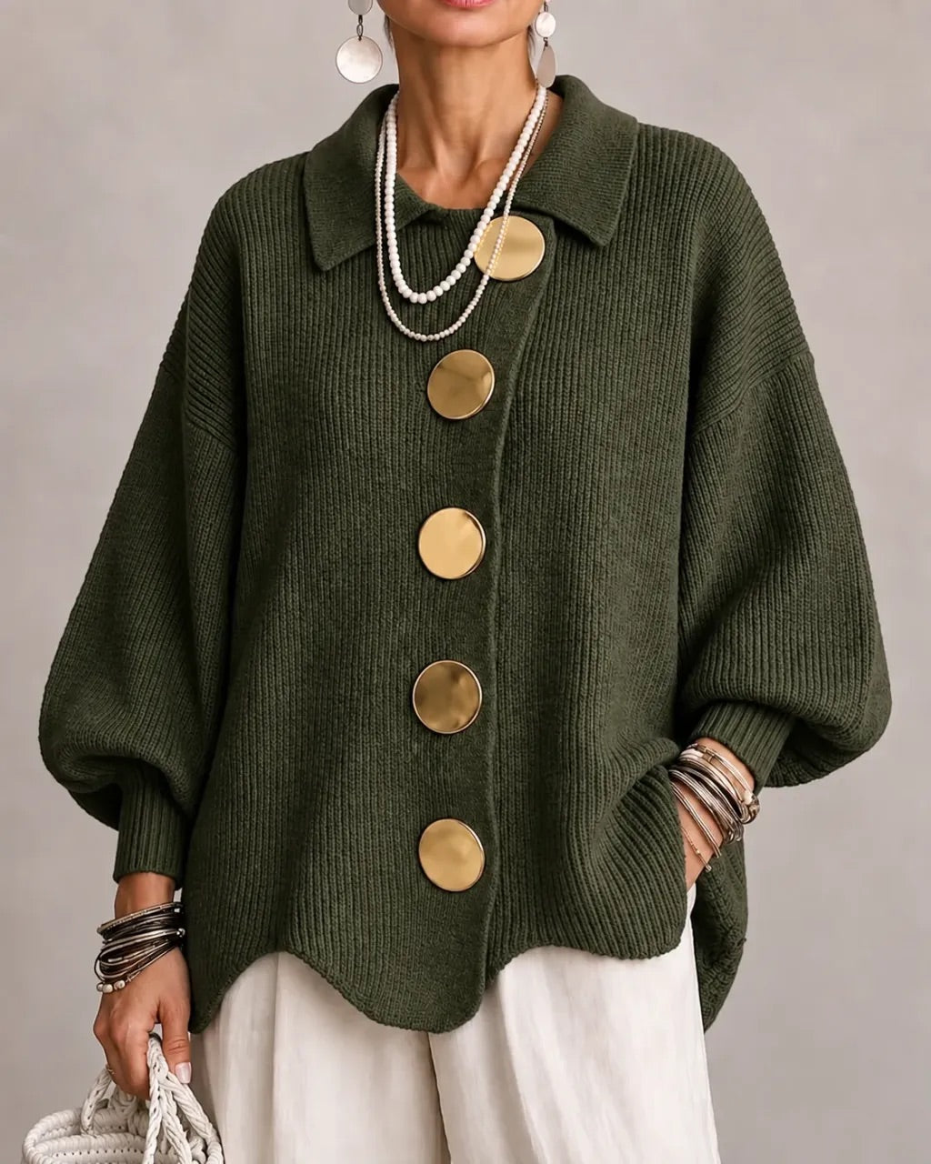 Corin | Cardigan Oversize con Bottoni Eleganti