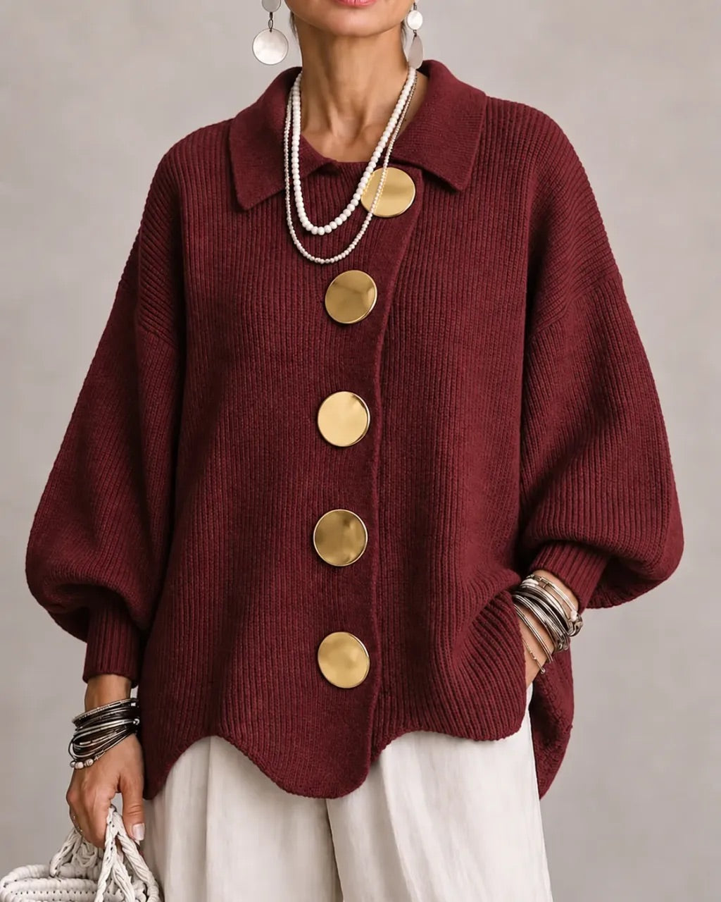 Corin | Cardigan Oversize con Bottoni Eleganti