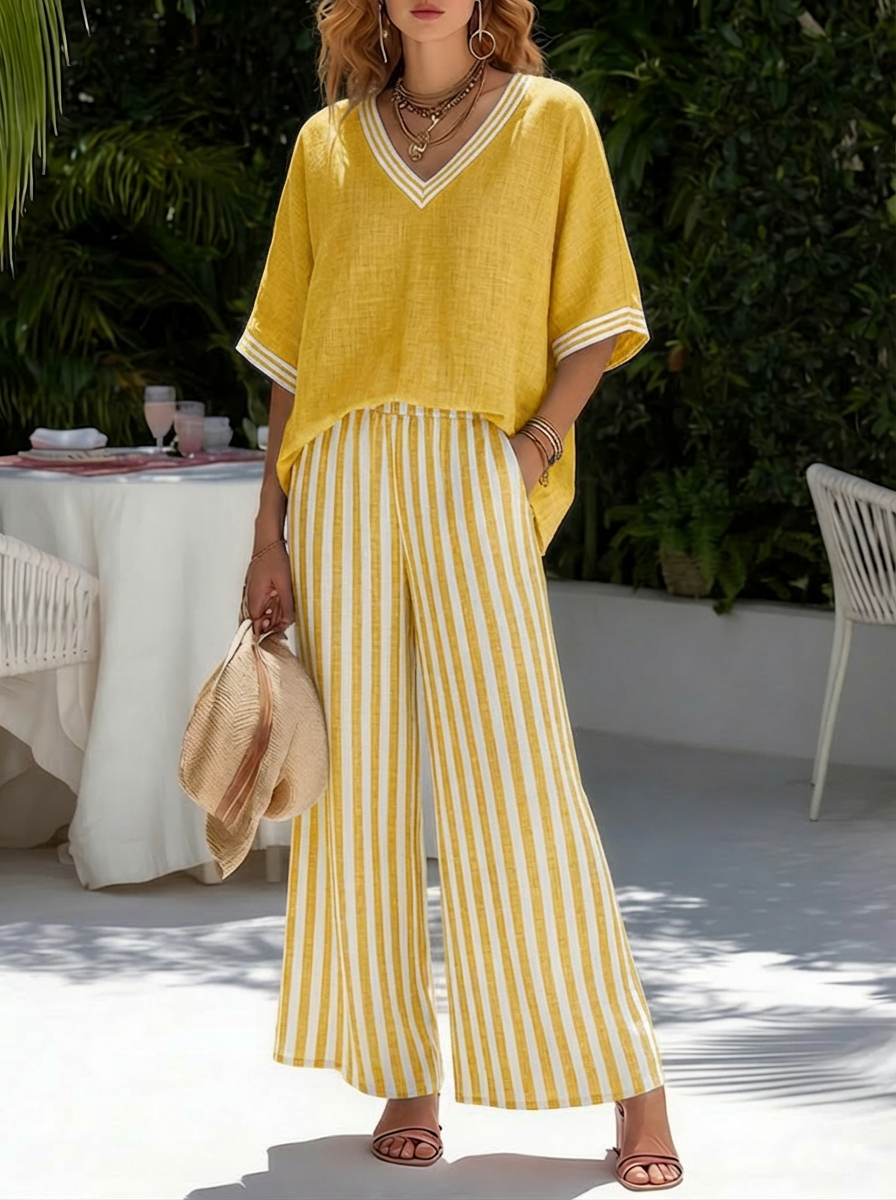Elena | Completo Due Pezzi con Pantaloni a Righe