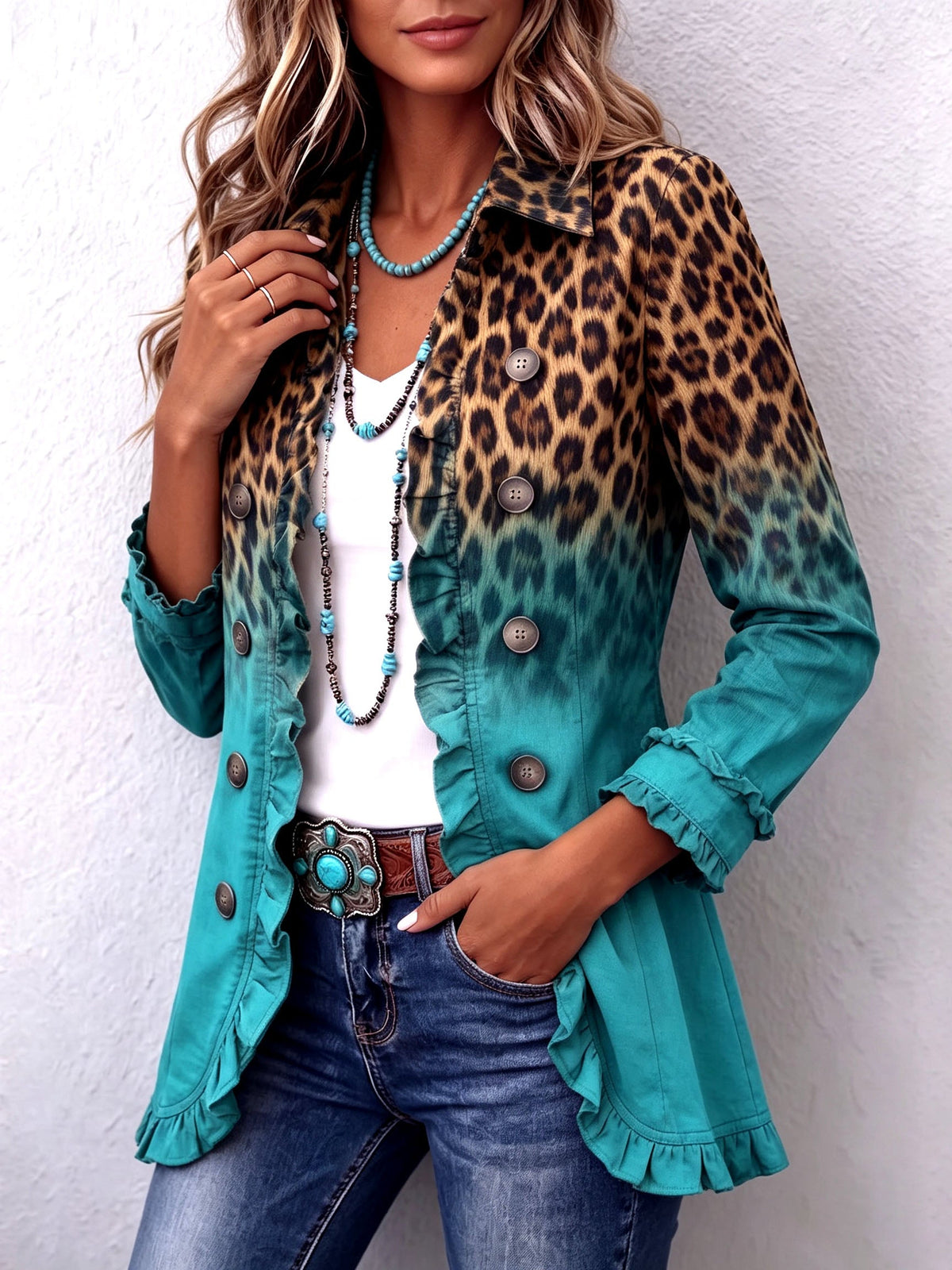 Sveva | Giacca Animalier con Volant