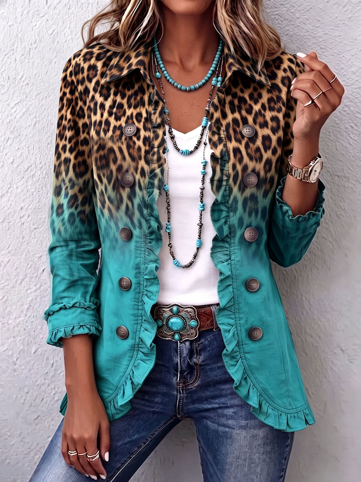 Sveva | Giacca Animalier con Volant