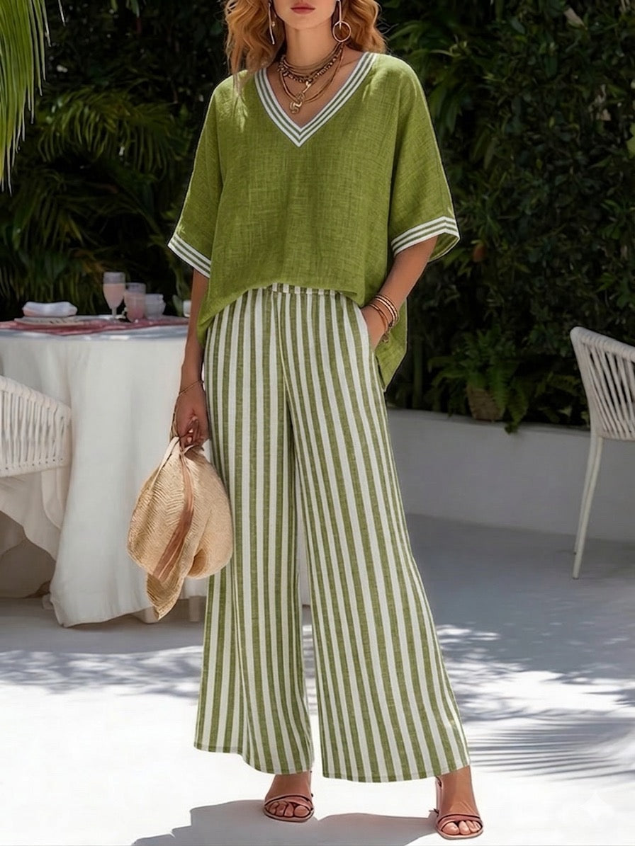 Elena | Completo Due Pezzi con Pantaloni a Righe