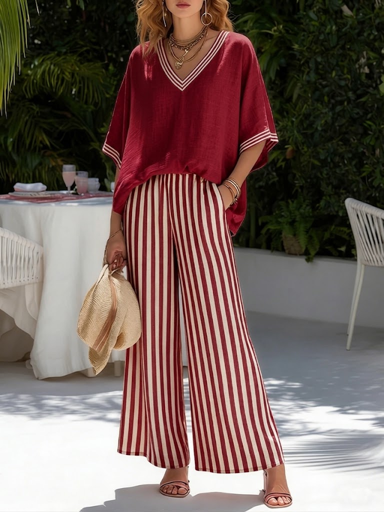 Elena | Completo Due Pezzi con Pantaloni a Righe