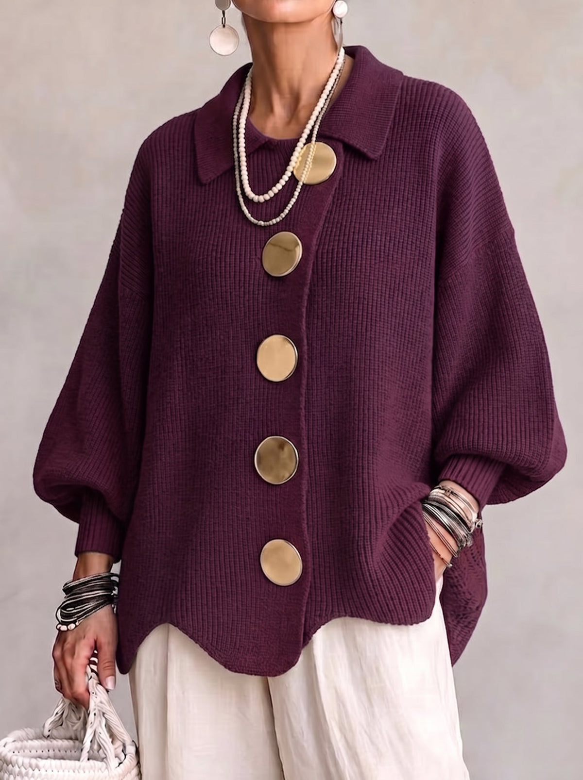 Corin | Cardigan Oversize con Bottoni Eleganti
